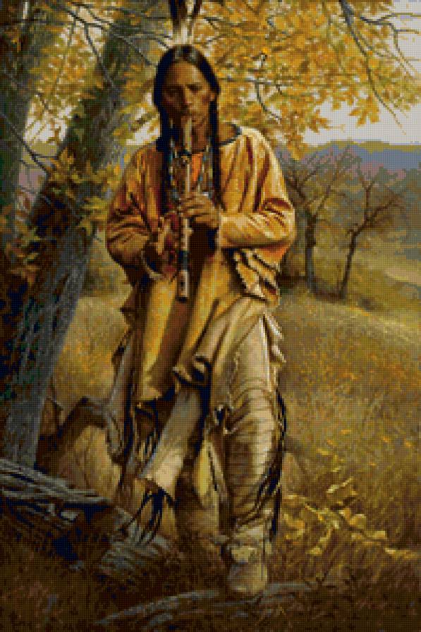 индеец - индейцы, музыка, музыкант, перо, люди, америка - предпросмотр