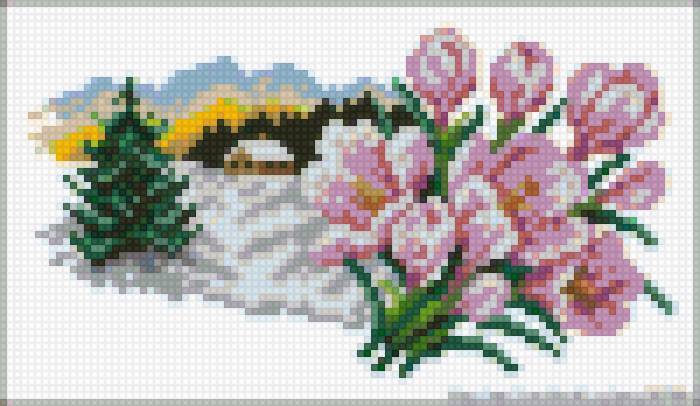 подснежники - подснежники, весна, домики, пейзаж, цветы, цветок - предпросмотр