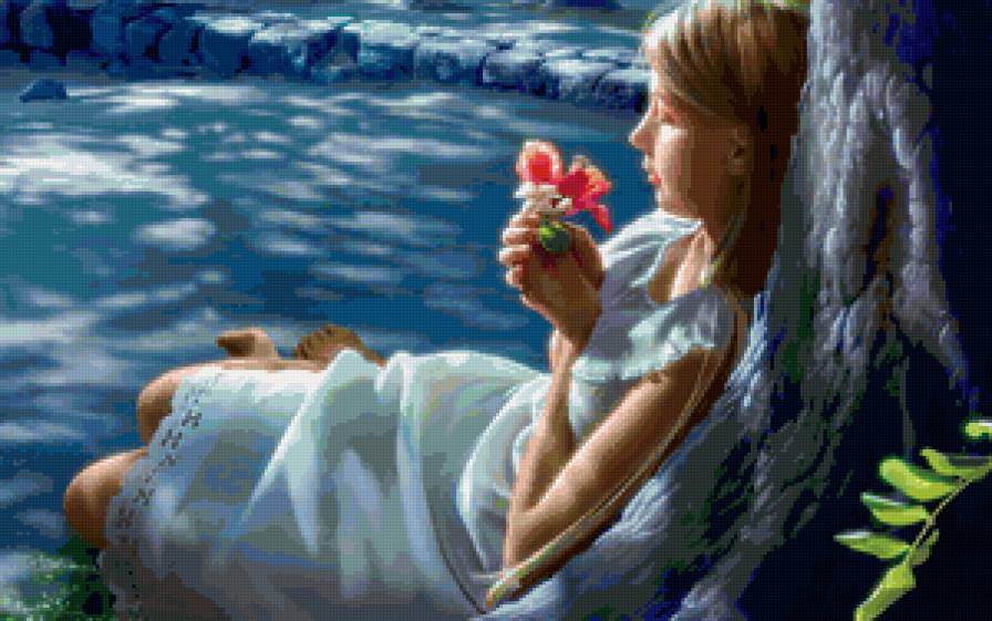 №128366 - девушка, цветок, вечер - предпросмотр