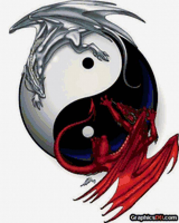 Драконы Инь Янь - дракон, восток, янь, инь, япония - предпросмотр