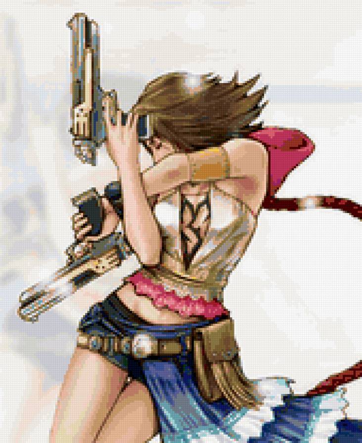 Юна - пистолеты, восток, последняя фантазия, девушка, аниме, япония - предпросмотр