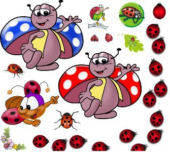 Божьи коровки - цветы, подушка, живопись, детям - оригинал