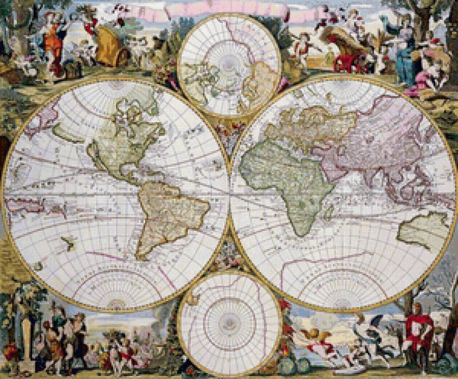 Старая карта - картина, география, для библиотеки, карта - предпросмотр