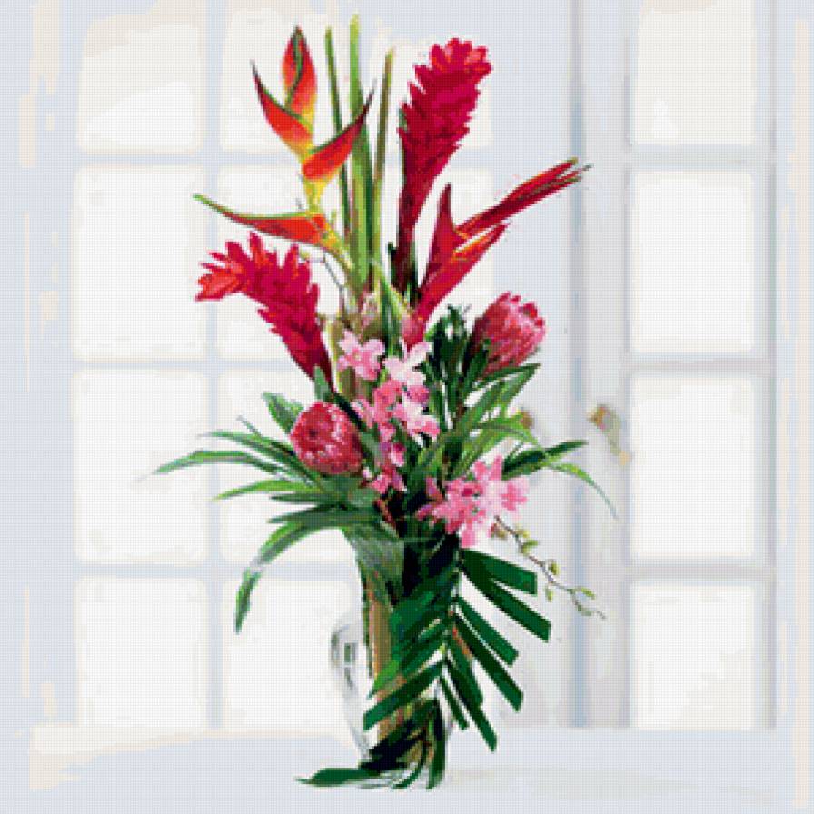 букет на окне - букет, цветы, панно - предпросмотр