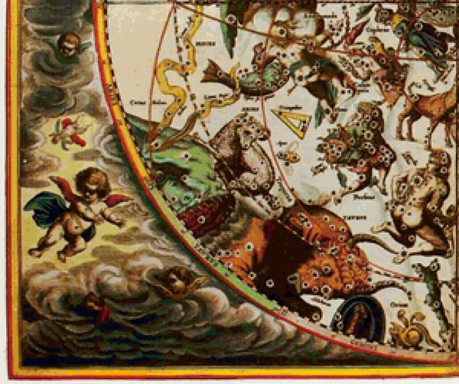 карта созвездий - 2 низ - карта, для библиотеки, картина - предпросмотр