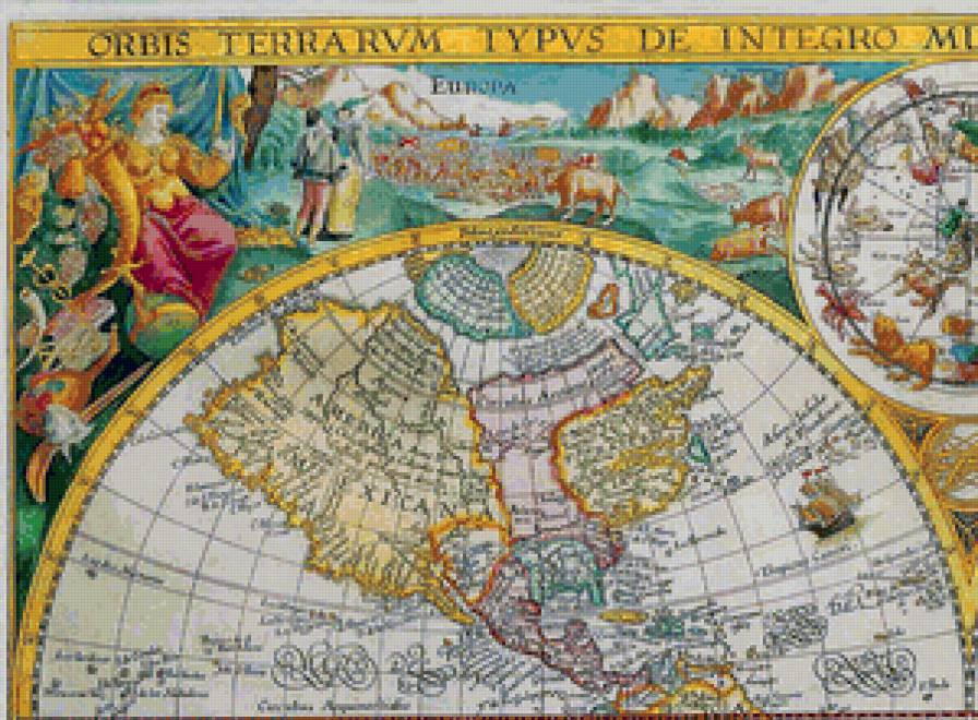 красивая карта мира - 1 верх - для библиотеки, карта, картина - предпросмотр