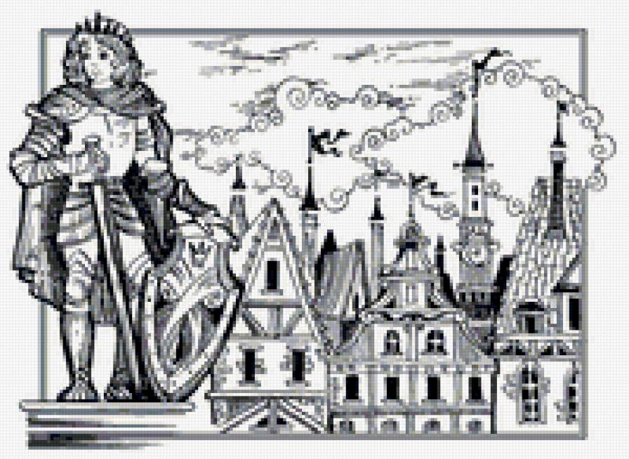 маленький принц - картинка, принц, монохром, замок - предпросмотр