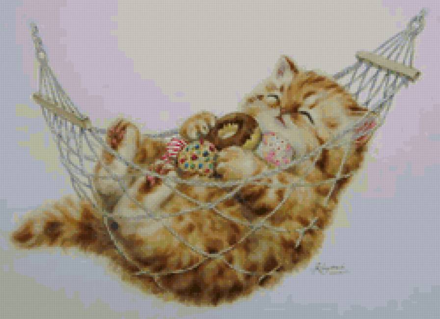 Котенок - животные, живопись, коты - предпросмотр