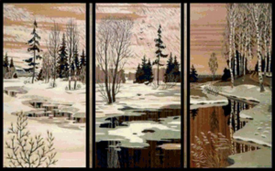 Пейзаж - живопись, пейзаж, триптих - предпросмотр