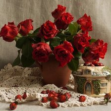 Оригинал схемы вышивки «красные розы» (№129394)