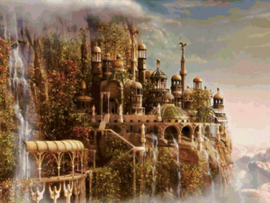 Замок фентази - замок, картина, живопись, фентази, пейзаж - предпросмотр