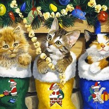 Схема вышивки «Рождественские котята»