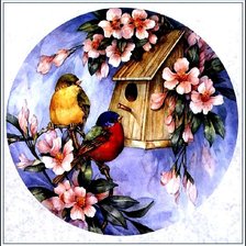 Оригинал схемы вышивки «птичий домик» (№130185)