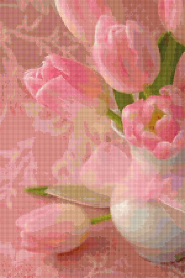 Тюльпан - тюльпаны, картина, цветы, розовое, подушка - предпросмотр