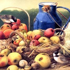 Оригинал схемы вышивки «Корзина с яблоками» (№130518)