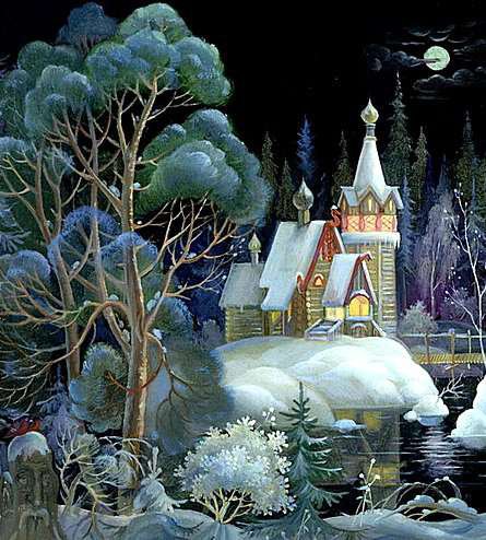 ночь - дома, природа, зима, ночь - оригинал