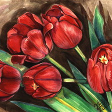 Оригинал схемы вышивки «Букет тюльпанов» (№131297)