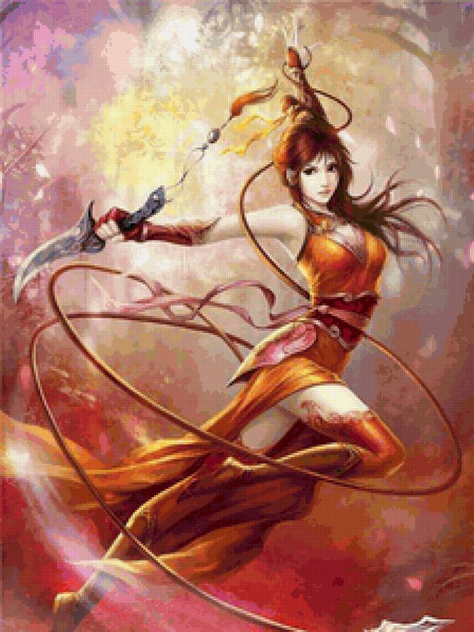 Красивые арты разных художников - оружие, девушка, фэнтези, люди, магия - предпросмотр