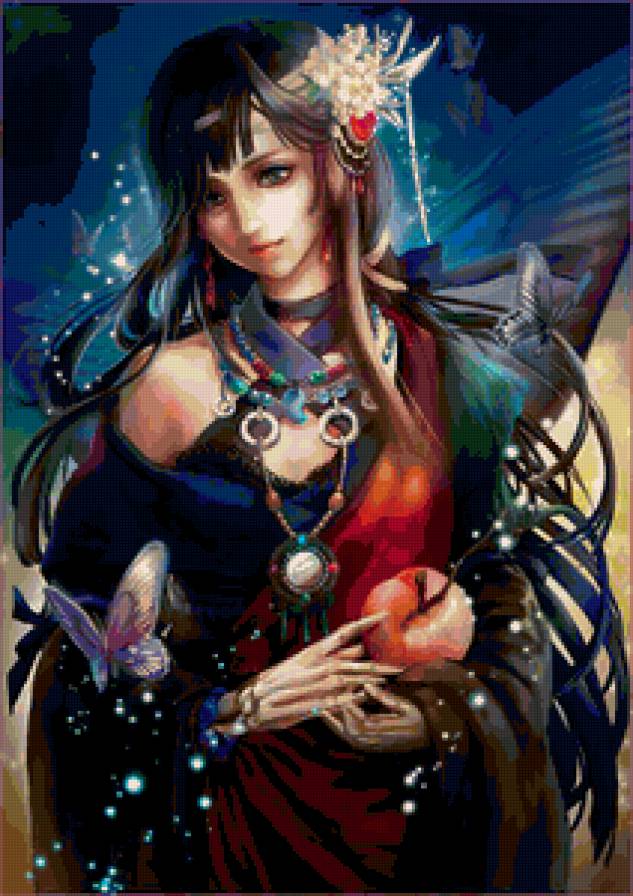 Красивые арты разных художников - фэнтези, девушка, люди, магия, бабочки - предпросмотр