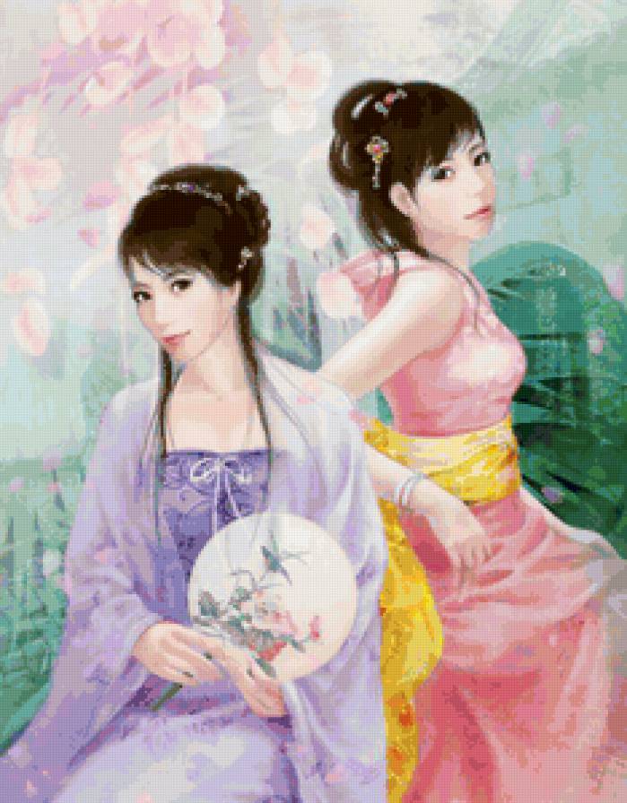 Красивые арты разных художников - девушка, восток, люди - предпросмотр