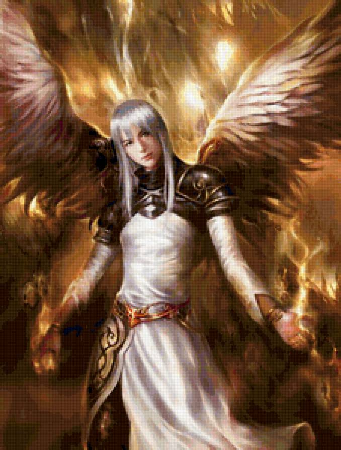 Красивые арты разных художников - парень, магия, фэнтези, люди, ангел - предпросмотр