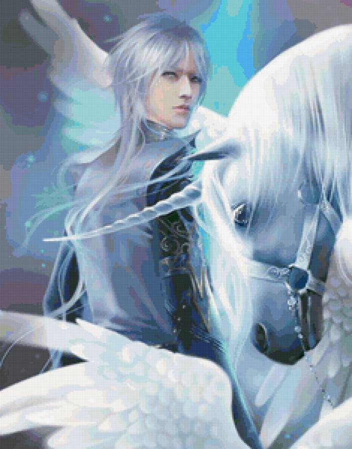 Красивые арты разных художников - фэнтези, лошадь, парень, единорог, люди - предпросмотр