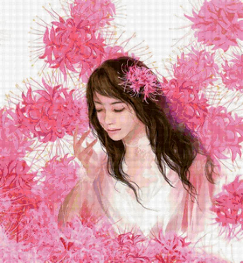 Красивые арты разных художников - девушка, цветы, восток, люди - предпросмотр