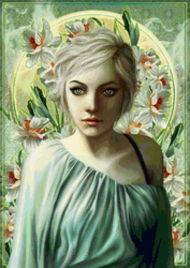 Красивые арты разных художников - люди, цветы, девушка - предпросмотр