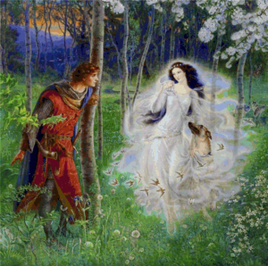 Диана и Актеон - охотник, дева, мифология, фэнтези, живопись - предпросмотр