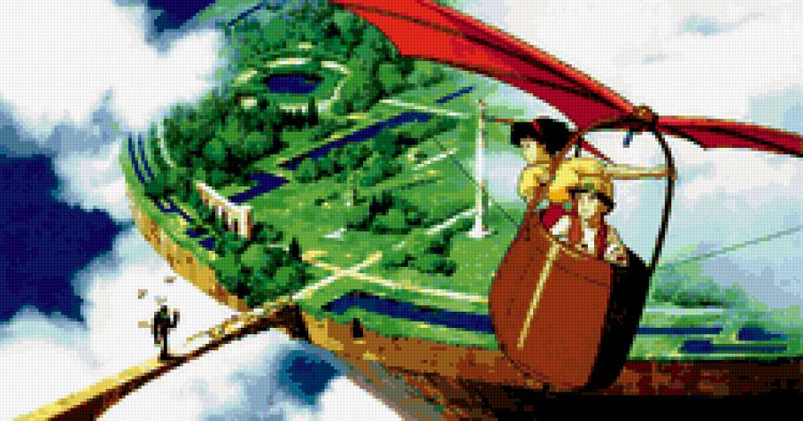 Кадр из мультфильма "Небесный замок Лапута" - герой, персонаж, аниме, мультфильм, девочка, девушка - предпросмотр