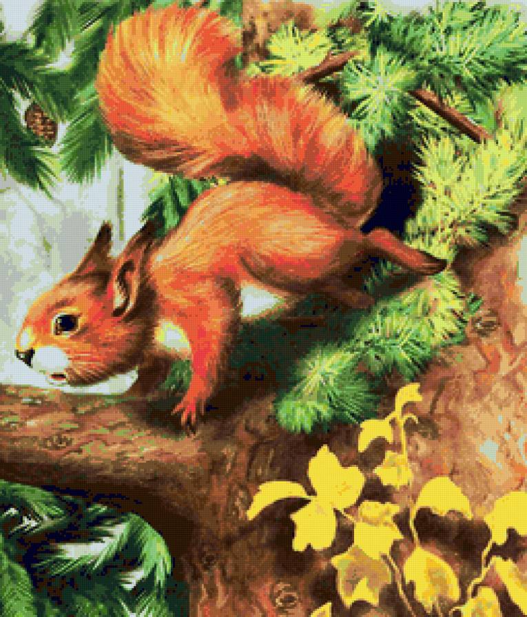 Белочка - осень, природа, белка, иллюстрации, пейзаж, белочка - предпросмотр