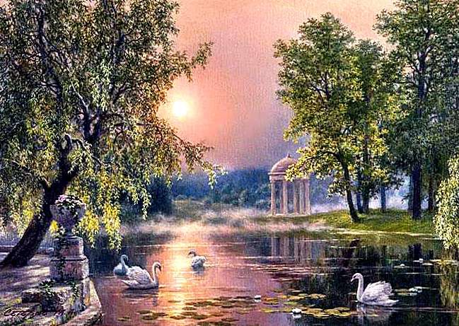Лебеди на закате - оригинал