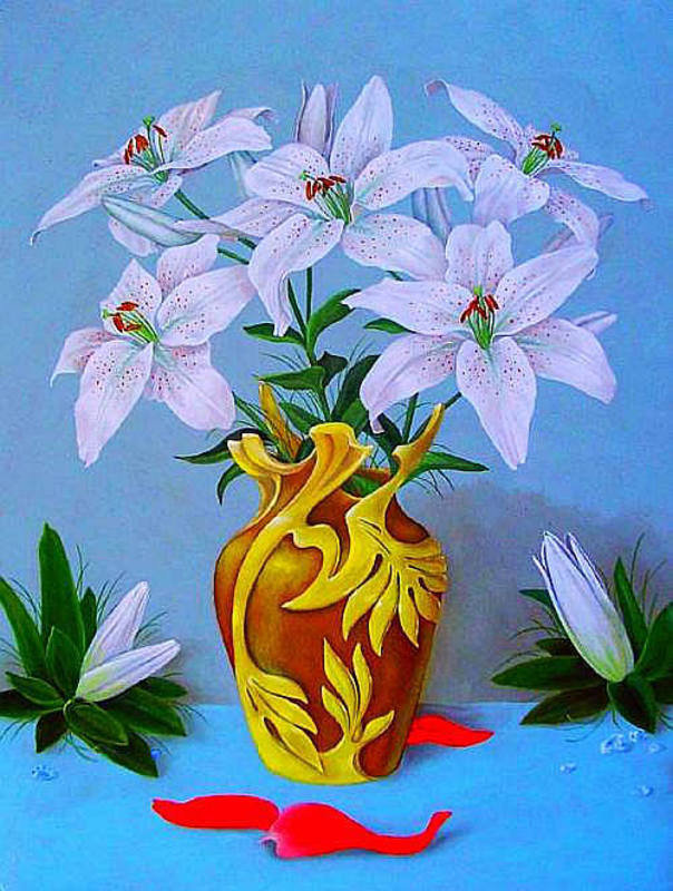 цветы - лилия, цветок, натюрморт, лилии - оригинал