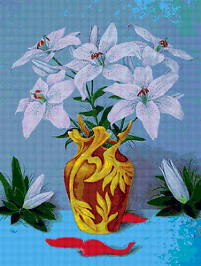 цветы - натюрморт, цветок, лилии, лилия - предпросмотр