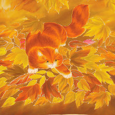 Оригинал схемы вышивки «Осенний котик» (№132207)