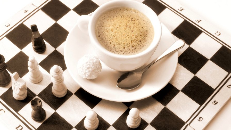 Серия "Кухня" Чашка кофе - чашка кофе, шахматная доска - оригинал