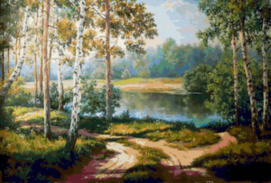 Лесные тропинки - лес, озеро, пейзаж, лето, дорога, красота, природа, березки - предпросмотр