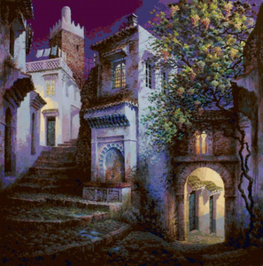 Южная ночь - живопись, luis romero - предпросмотр