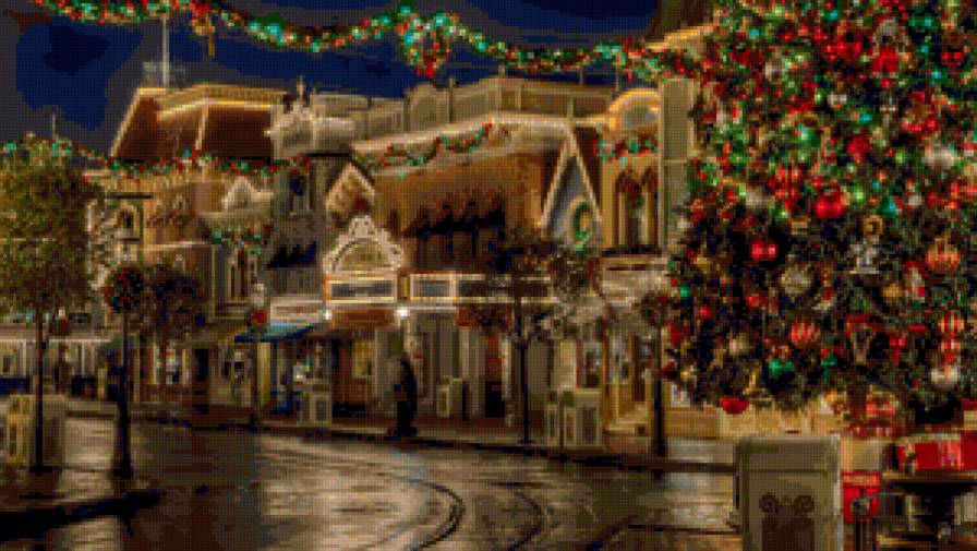 Праздничная улица - праздник, рождество, елка, гирлянда - предпросмотр