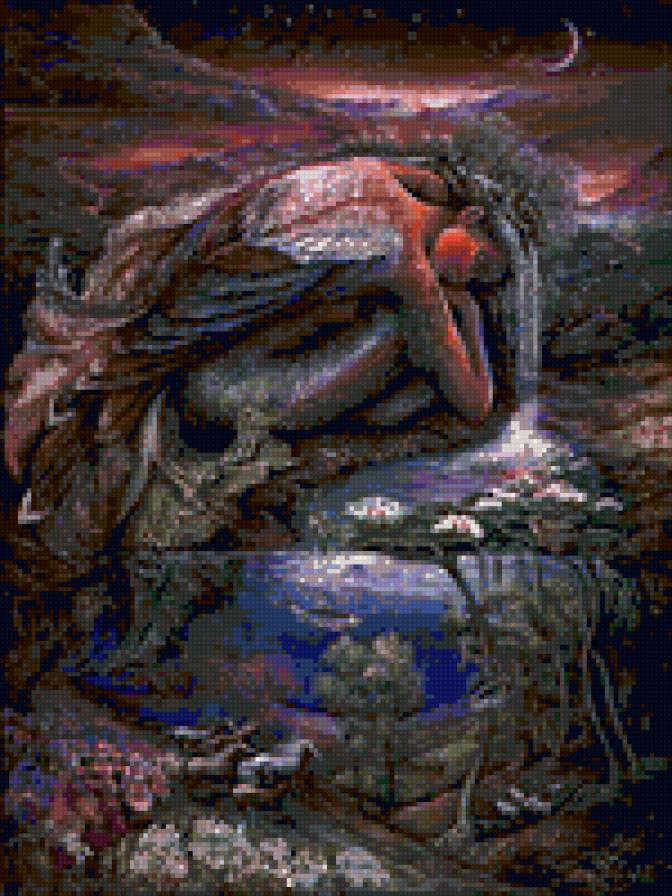 сказка - водопад, природа, пейзаж, закат - предпросмотр