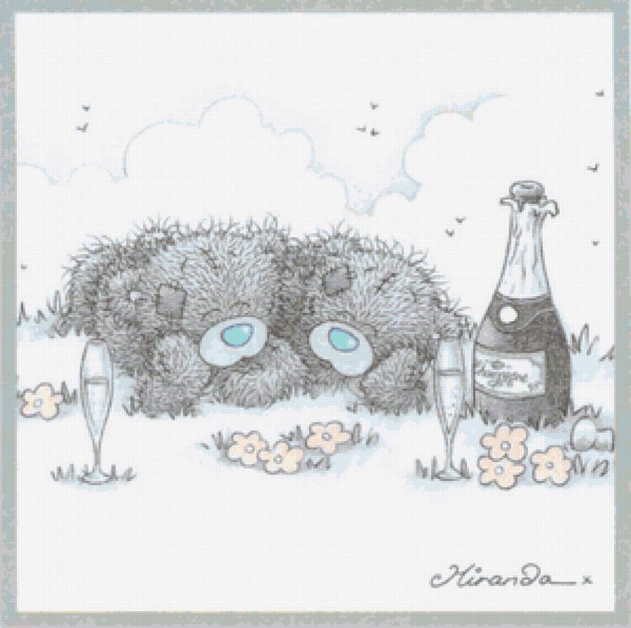 Серия "Мишка Тедди" Любовь - цветы, шампанское, мишка тедди - предпросмотр