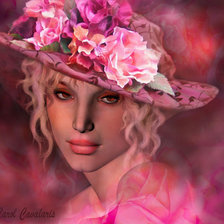 Схема вышивки «девушка в розовом»