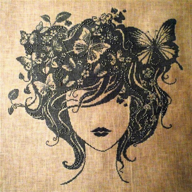 девушка с бабочками - портрет - оригинал