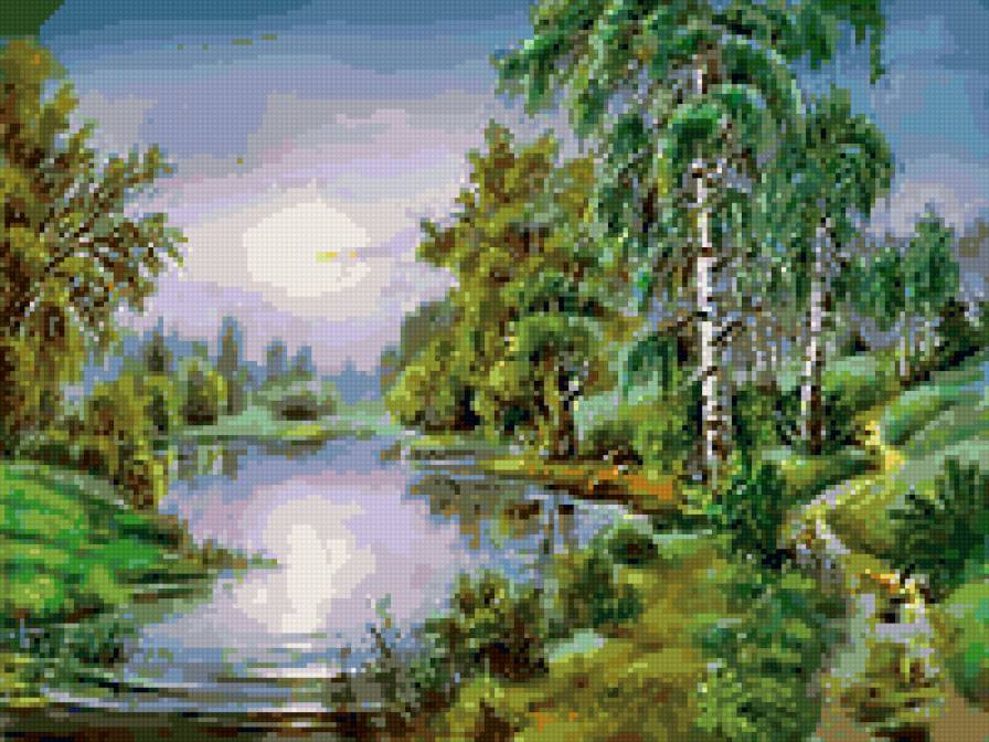 берёзки - речка, тропинка, пейзаж, вода, деревья, природа, березки - предпросмотр