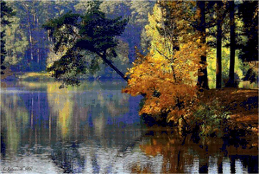 Волшебство осени - осень, озеро, лес, пейзаж, природа - предпросмотр