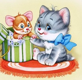 Кошки-мышки - кошки-мышки, кошка, котенок, детская картина, зверушки, мышонок - оригинал