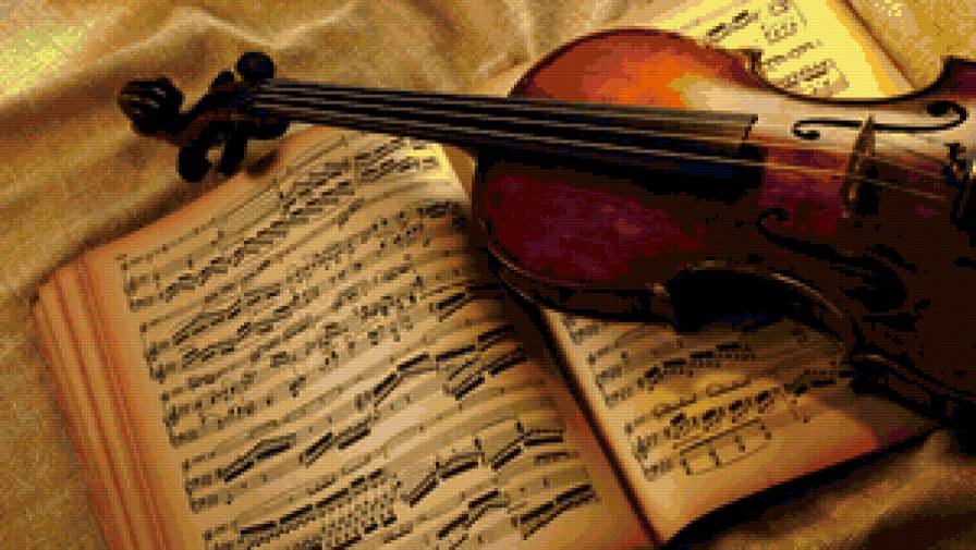 Скрипка с нотами - музыкальный инструмент, натюрморт, музыка, скрипка, ноты - предпросмотр