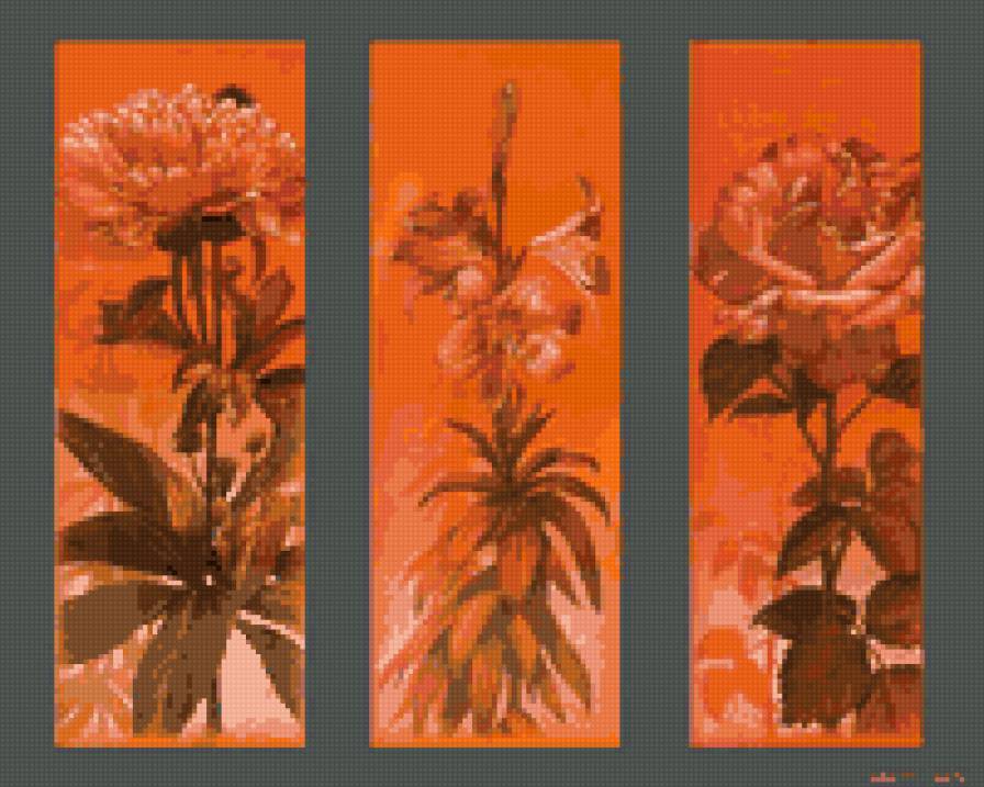 триптих - цветы - предпросмотр