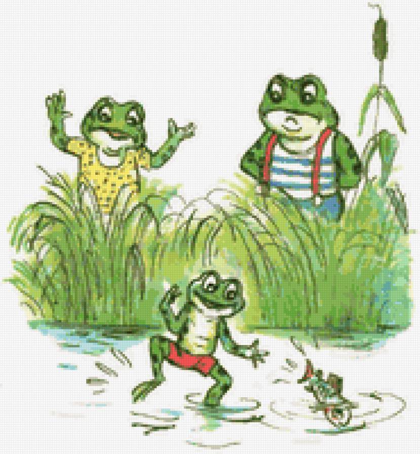 лягушата - природа, лягушки, озеро, рыба, для детей - предпросмотр