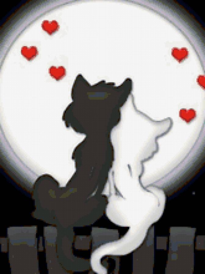 Двое - любовь, луна, ночь, кошки - предпросмотр